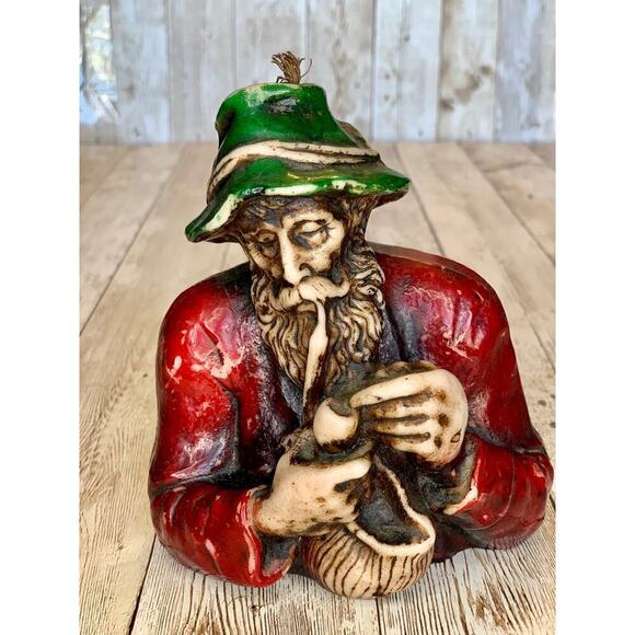Vintage Wax Figurine Candle~Unlit~Bearded Wharf Fisherman/Sailor Smoking a Pipe - Picture 5 of 9